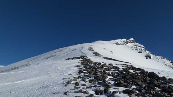 On the S. Ridge now, we soon ditched skis.
