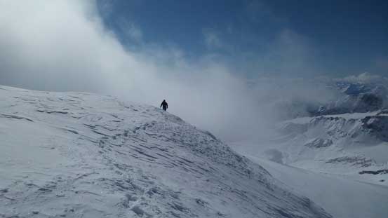 Ben arriving at the true summit