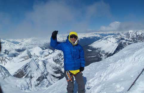 Me on the summit of Simon Peak, highest peak on the Ramparts