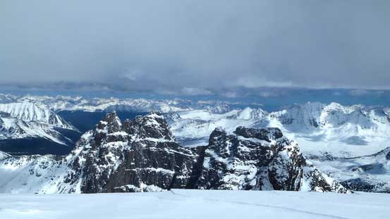Looking down at the backside of the Ramparts from the summit