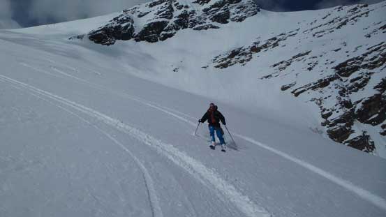 Ben skiing down Fraser Glacier