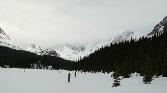 Skiing up Eremite Valley