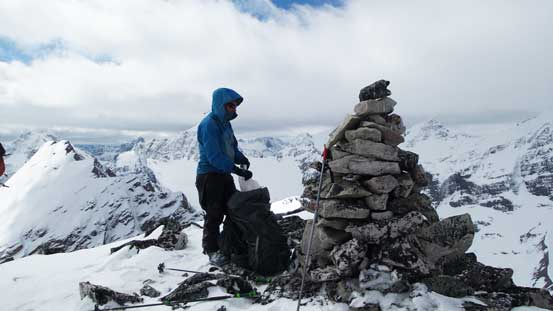 The summit cairn was huge