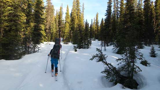 Thankfully we eventually found this snowmobile trail