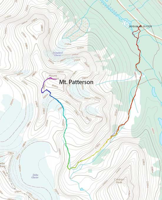 Mt. Patterson ski/snowshoe ascent route