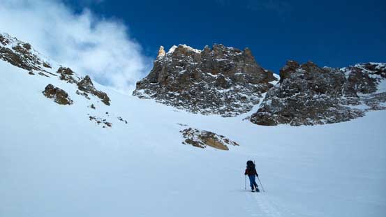 Ben nearing the upper section. It's much steeper than appears in this photo