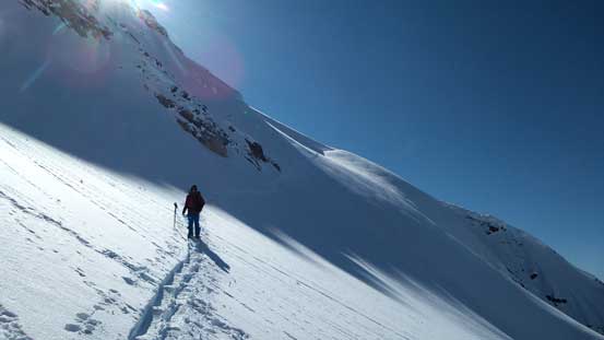 Ben on the diagonal traverse