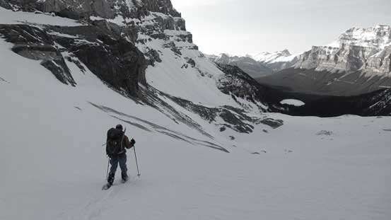 Ben snowshoeing down