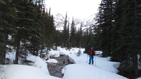Snowshoeing down Epaulette Creek