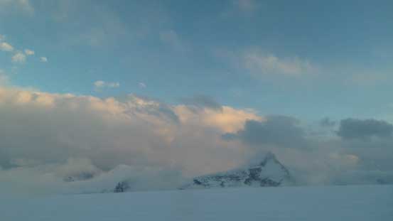 One more picture at sunset time. The clouds were lifting up and our spirit was high.