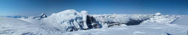 Summit Panorama from Stutfield Peak. Click to view large size.