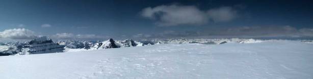Panorama view from the summit of Stutfield NE2, click to view large size.