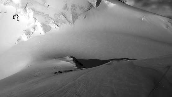 We had to bootpack down this steep slope. Below is ST/NT col