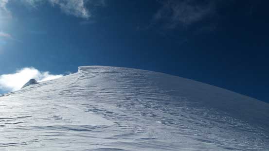 Ahead is the harder section. It's a lot steeper than appears in this picture