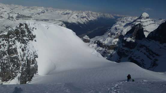 Just after ascending the icy section, looking back.