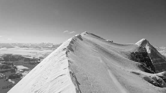Onto the summit ridge now. Narrow and exposed..