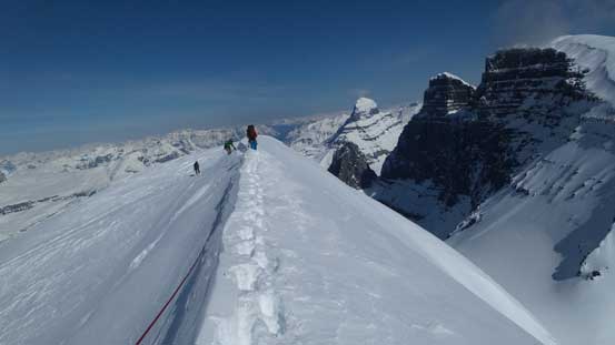 Looking back at Ben, Vern and Kevin ascending onto the crest
