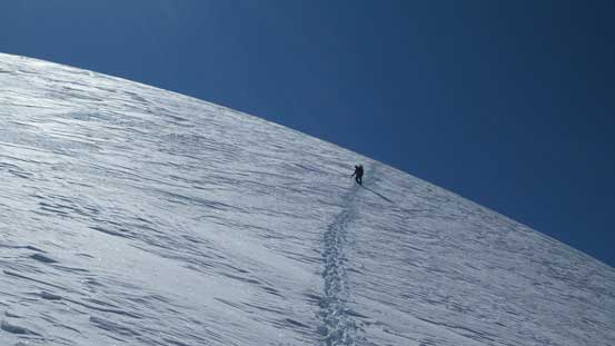 Kevin descending the icy bit