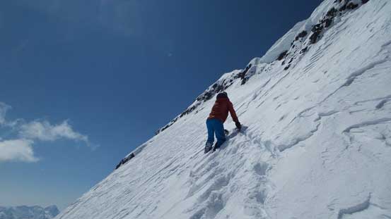 Ben leading the next section - traversing towards the exit point