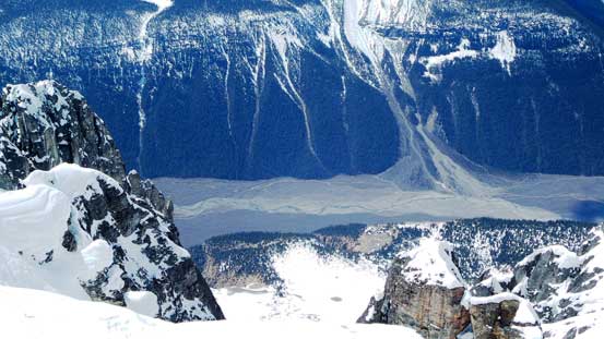 Looking deeply down towards Athabasca River valley