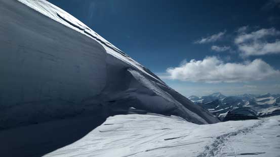 All it takes is this piece bridging the first 'schrund to break off than this route is done. 