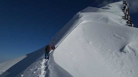 Re-ascending North Twin. Note the post-holing...