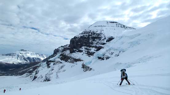 Vern skiing down the ramp