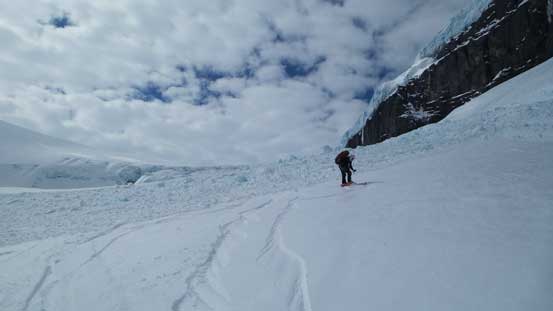 Kevin just finishing the serac debris. There were two patches and this was the smaller one