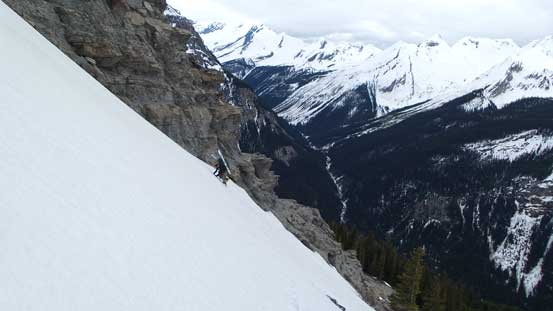 Immediately after the corner we had to cross a steep slope