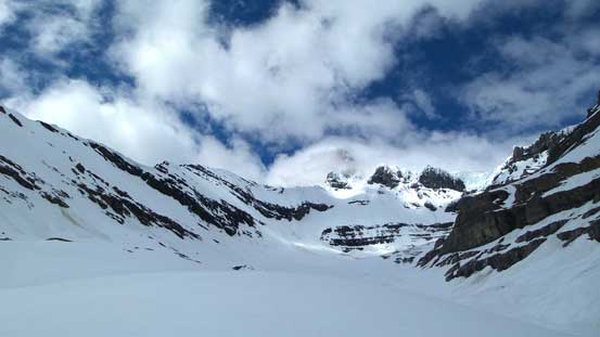 A view of the upper mountain from our bivy site