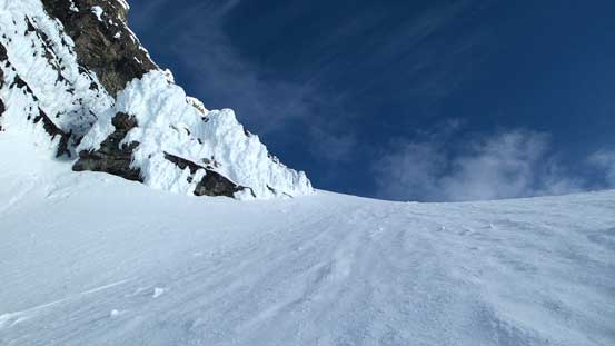 There's no break between the couloir and the face