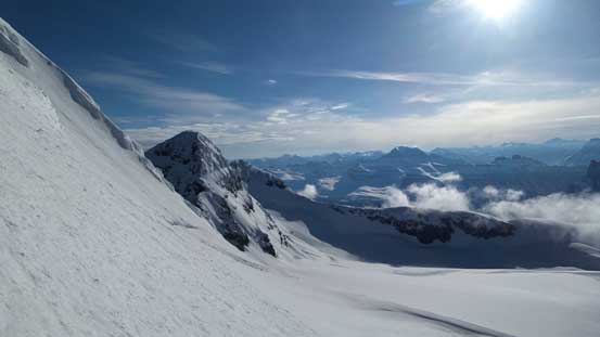 Soon we'd get higher than the Center Peak. It looks fairly far away