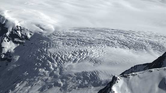 A heavily crevassed section on the Columbia Icefield