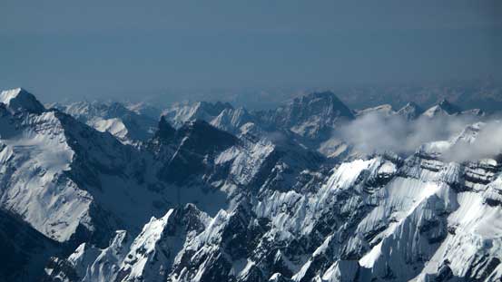 Robinson Peaks and other rugged mountains in BC Rockies