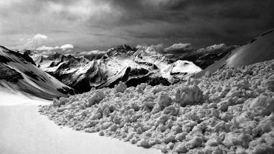 There's a shit ton load of avalanche debris, all over the place.