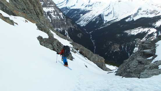 Ben convinced himself to ski this steep slope