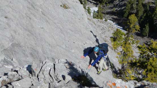 Ken climbing the slab