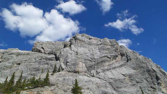 Looking back at the W. Face. I've heard a 5.5 route goes up this face, but doesn't look easy neither