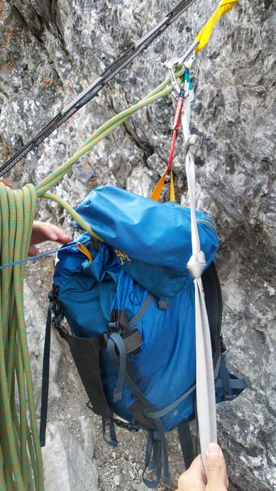 Good way to leash your backpack to take a break