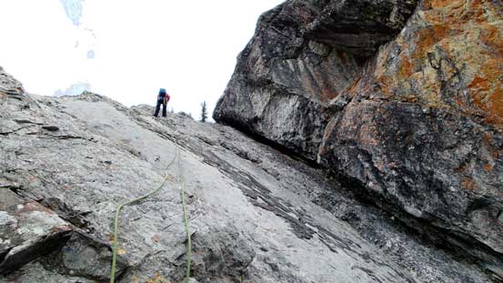 Rapping down Pitch 5 - the first of the slab face rappel