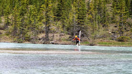 Ben crossing the first channel - the deepest one
