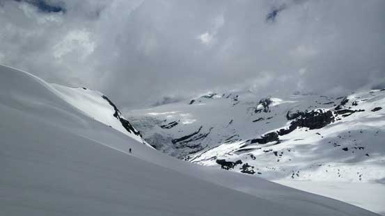 On top of the roll, looking towards Ben contouring around
