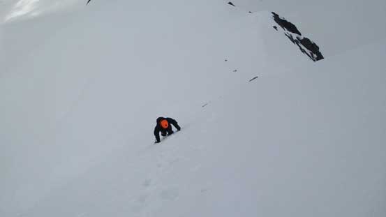 Ben ascending the steepest section