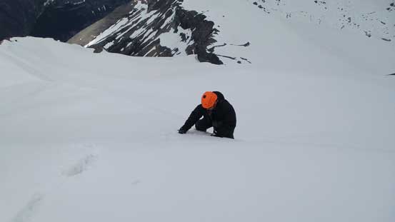 Ben ascending onto the summit