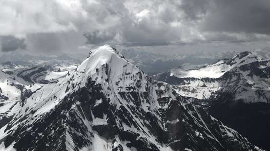 The super sexy Arras Mountain. The obvious banana shaped couloir has been ski'd earlier this year