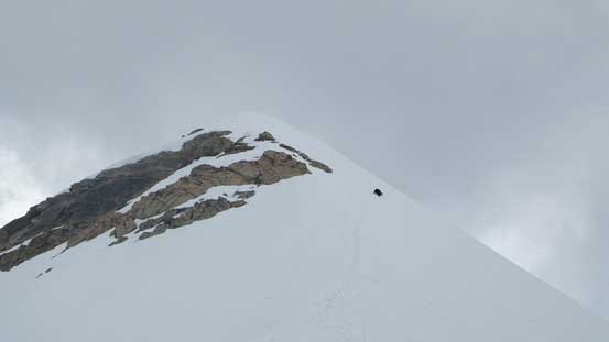 Carefully down-climbing