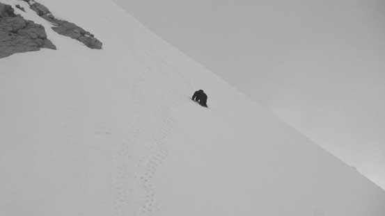 A closer look at Ben down-climbing