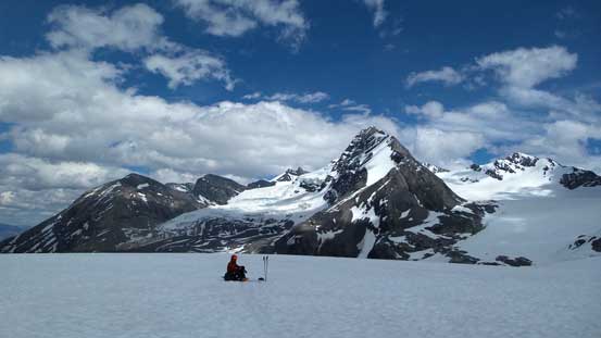 Ben patiently waited for me before the crevassed section