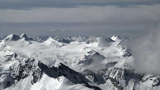 Looking down on the Freshfield Icefield