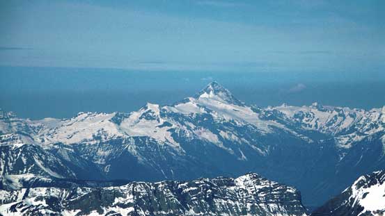 The huge bulk of Mt. Sir Sandford - highest in the Selkirks